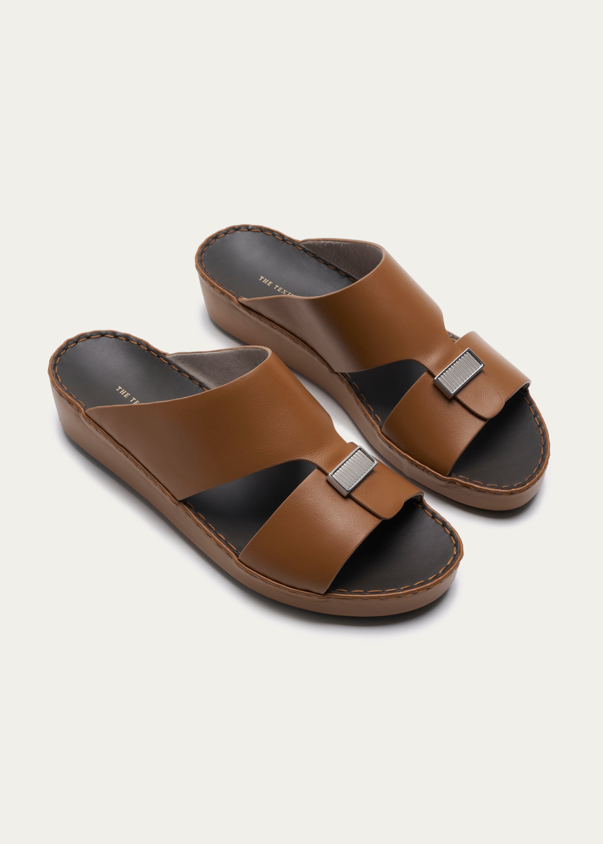 Calf Leather Sandals-Parthenon Series-Golden Brown