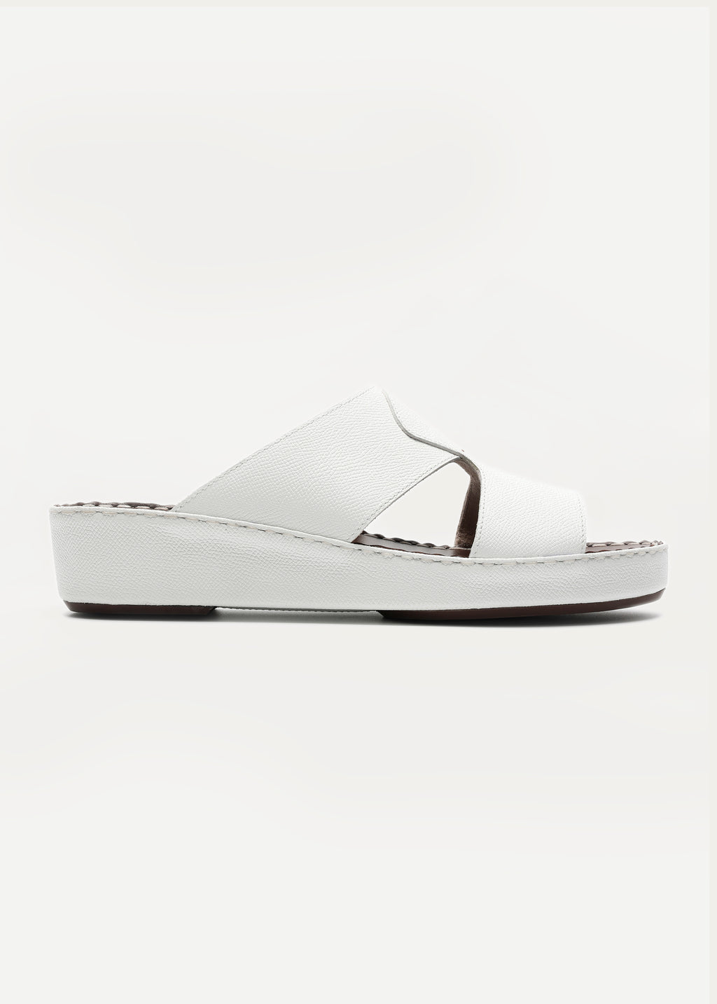 Crown White Leather Sandals-Pure Series-White Maroon