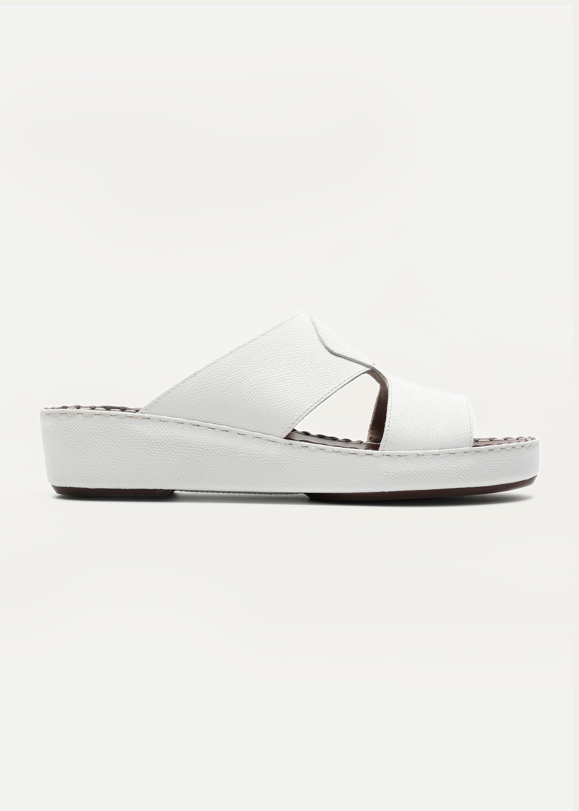Crown White Leather Sandals-Pure Series-White Maroon