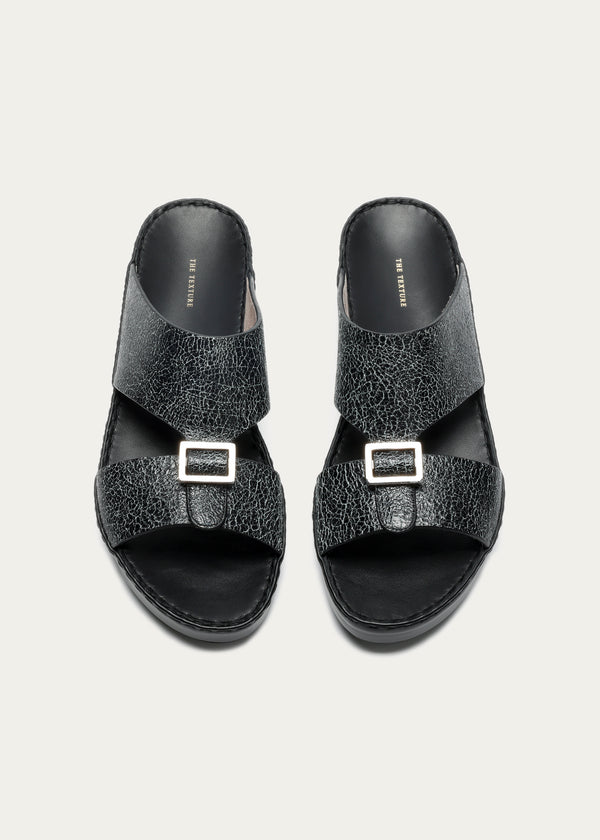 Unique Ice Carkle Sandals-Ice Crackle Series-Midnight Black