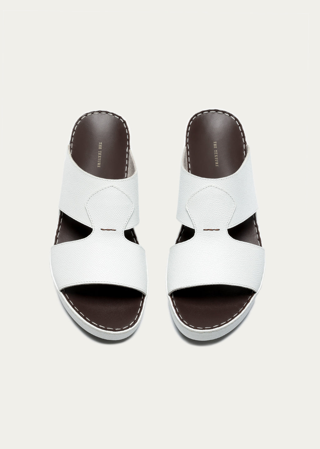 Crown White Leather Sandals-Pure Series-White Maroon