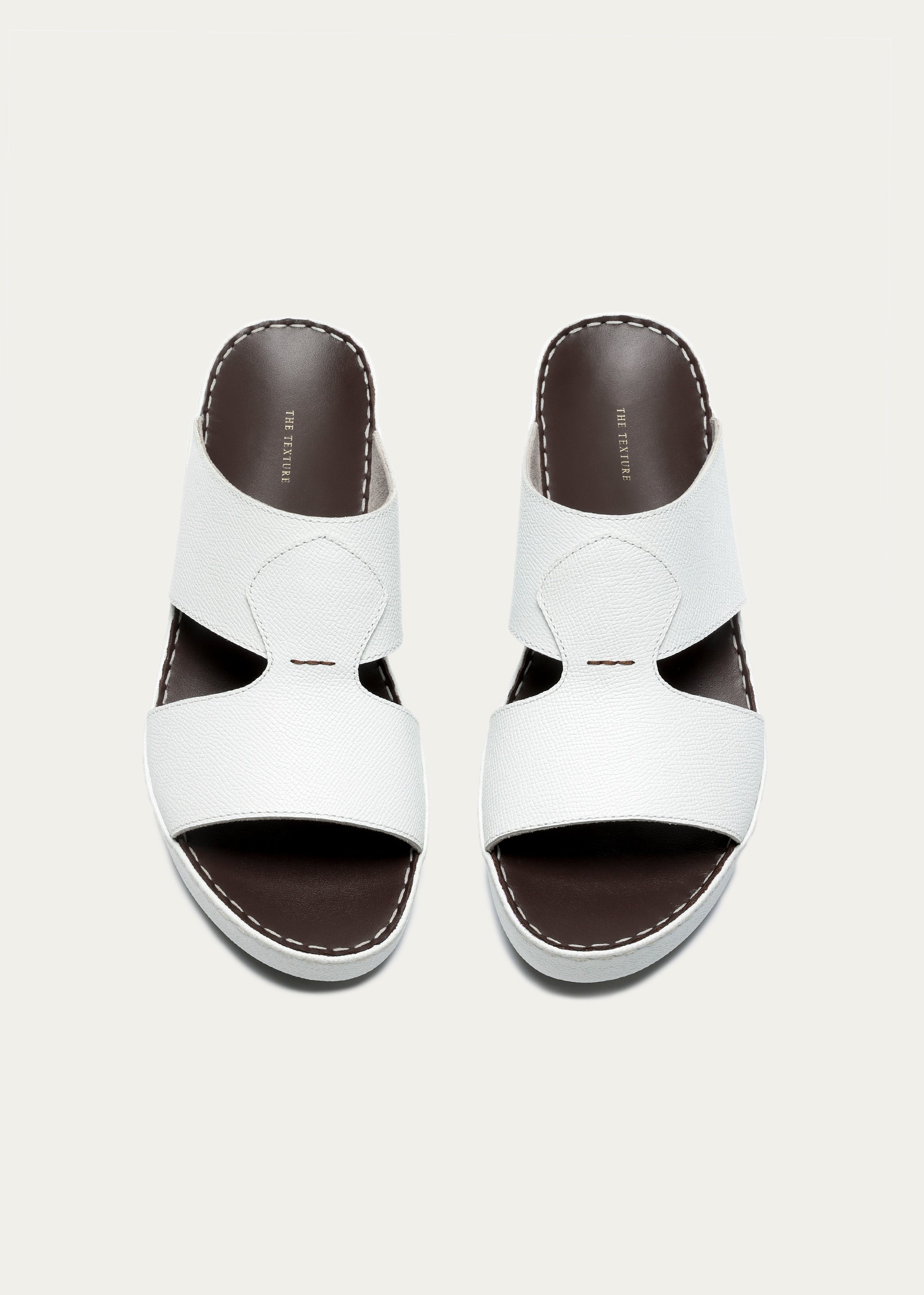 Crown White Leather Sandals-Pure Series-White Maroon