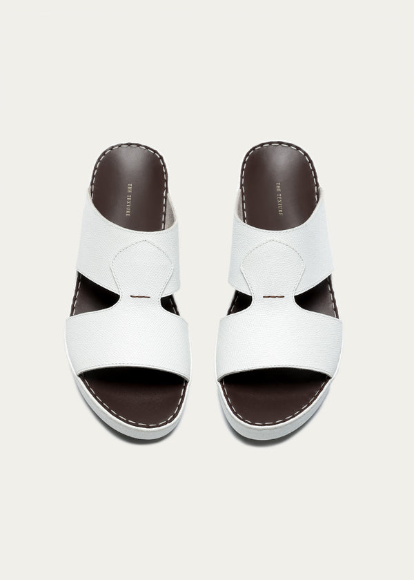 Crown White Leather Sandals-Pure Series-White Maroon