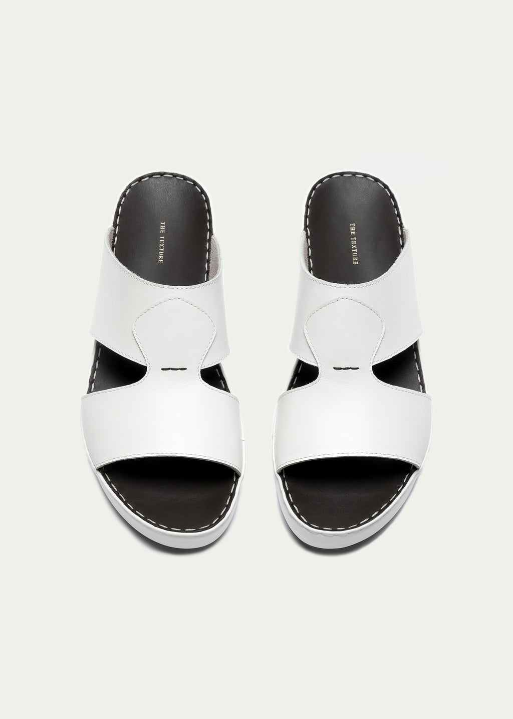 Crown White Leather Sandals-Pure Series-White Coffee