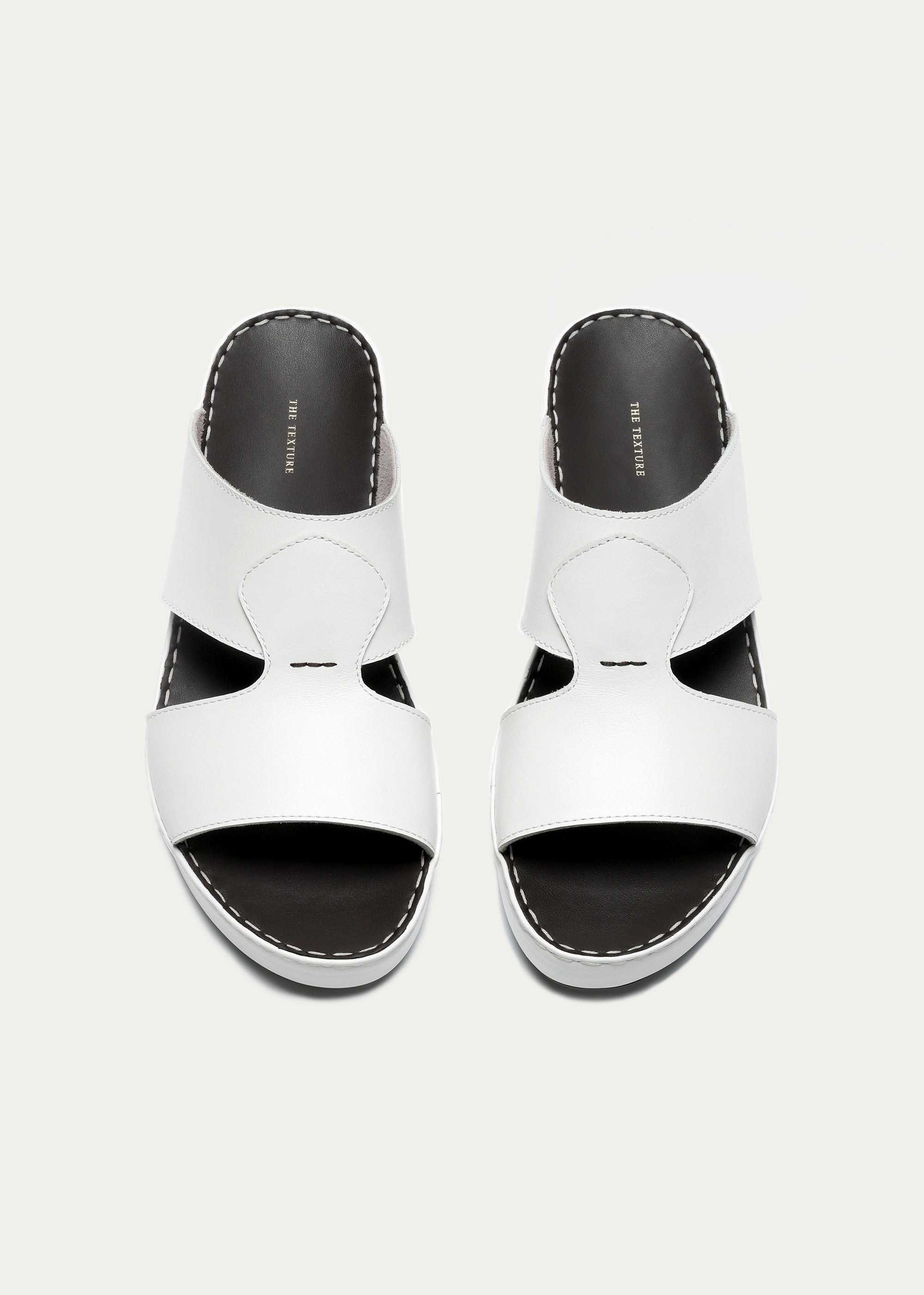 Crown White Leather Sandals-Pure Series-White Coffee
