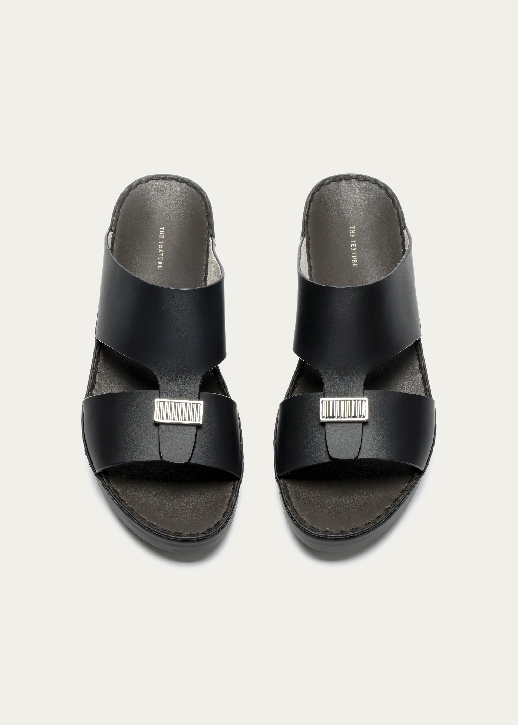 Luxury Buckle Calf Leather Sandals-Parthenon Series-Matte Black