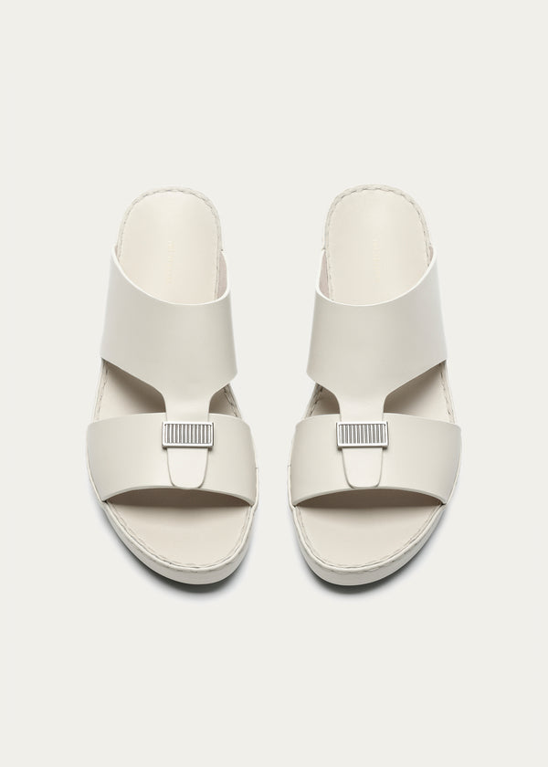 Luxury Buckle Calf Leather Sandals-Parthenon Series-Cream White