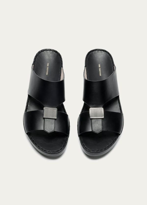 Matte Calf Leather Sandals-Phantom Series-Deep Black