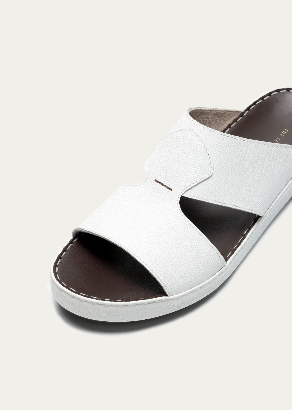 Crown White Leather Sandals-Pure Series-White Maroon
