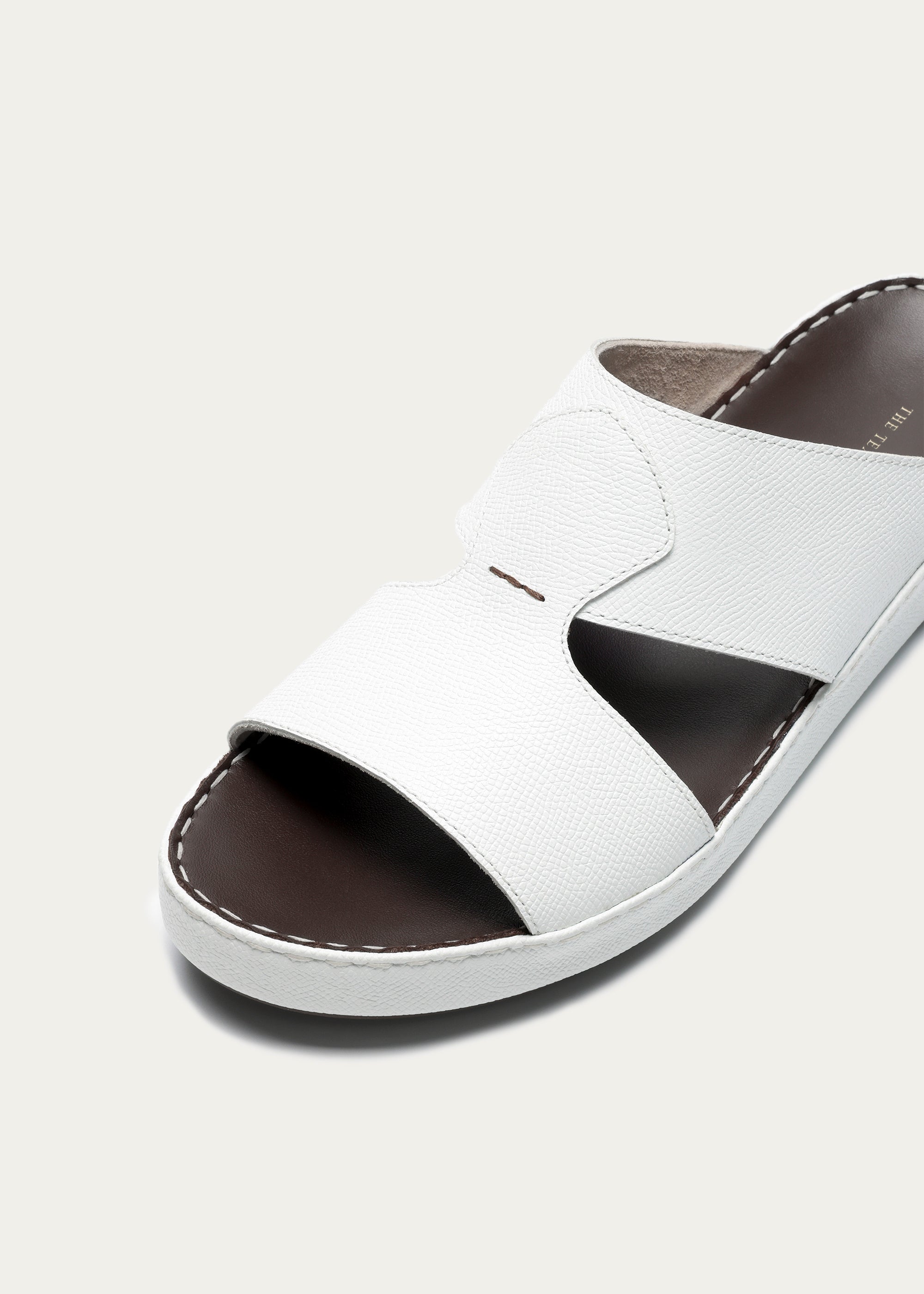 Crown White Leather Sandals-Pure Series-White Maroon