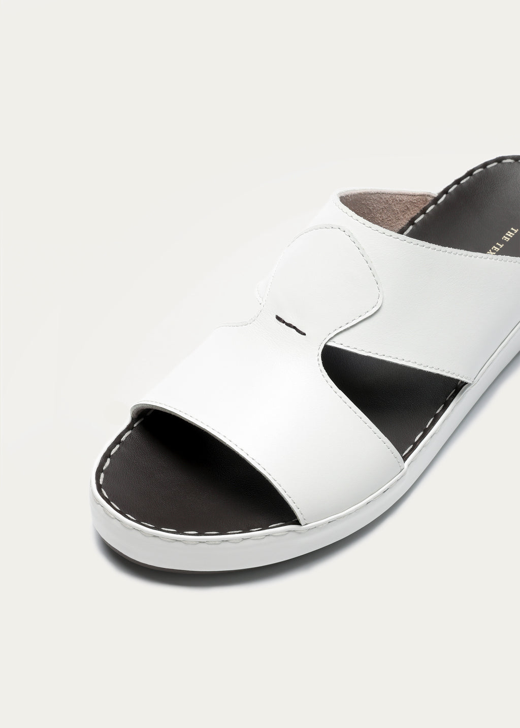 Crown White Leather Sandals-Pure Series-White Coffee