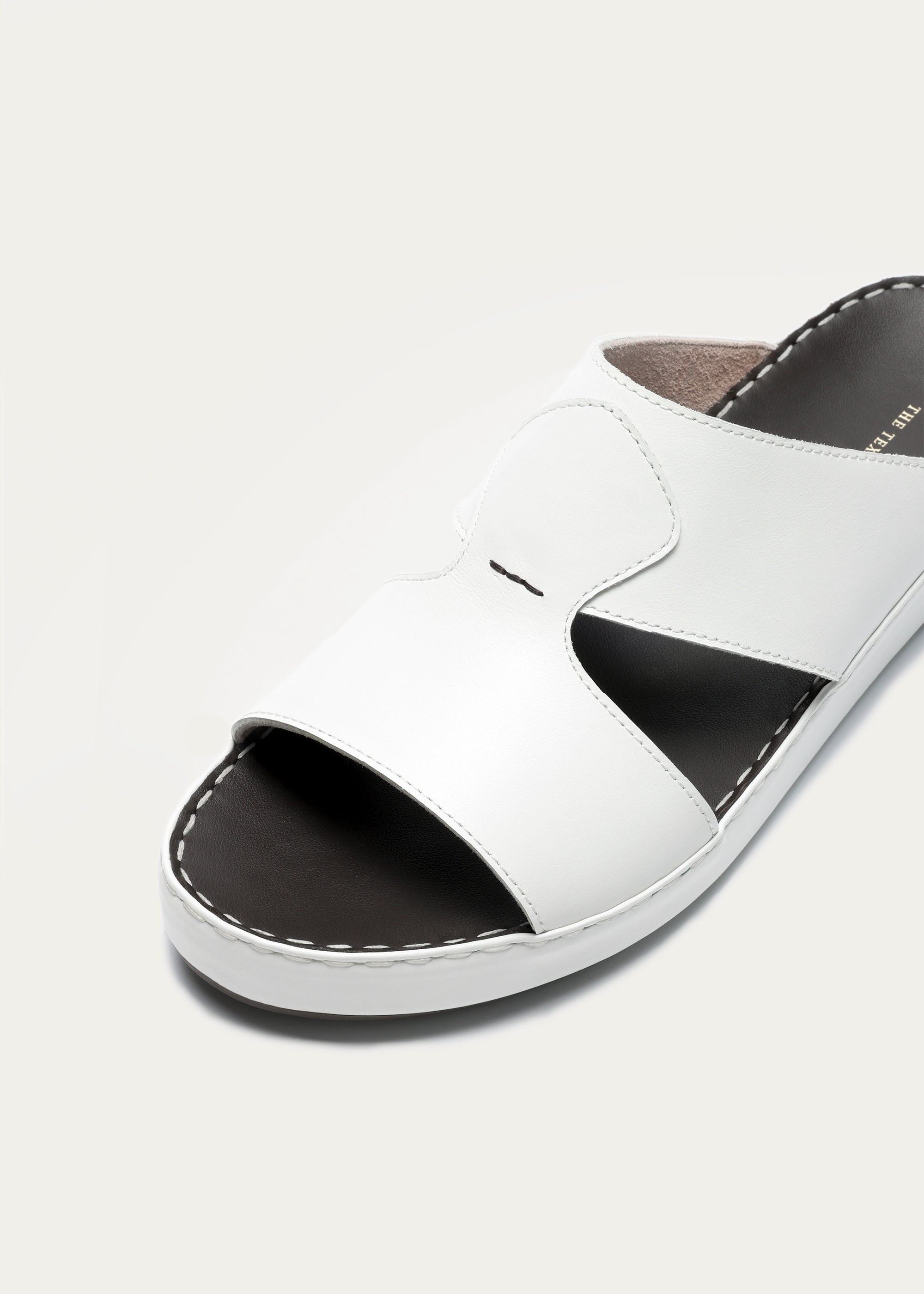 Crown White Leather Sandals-Pure Series-White Coffee