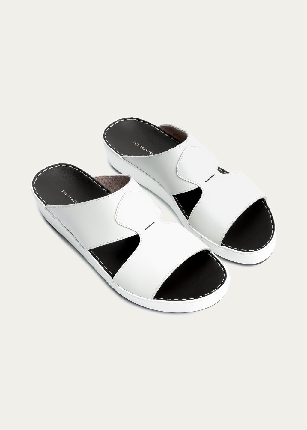 Crown White Leather Sandals-Pure Series-White Coffee