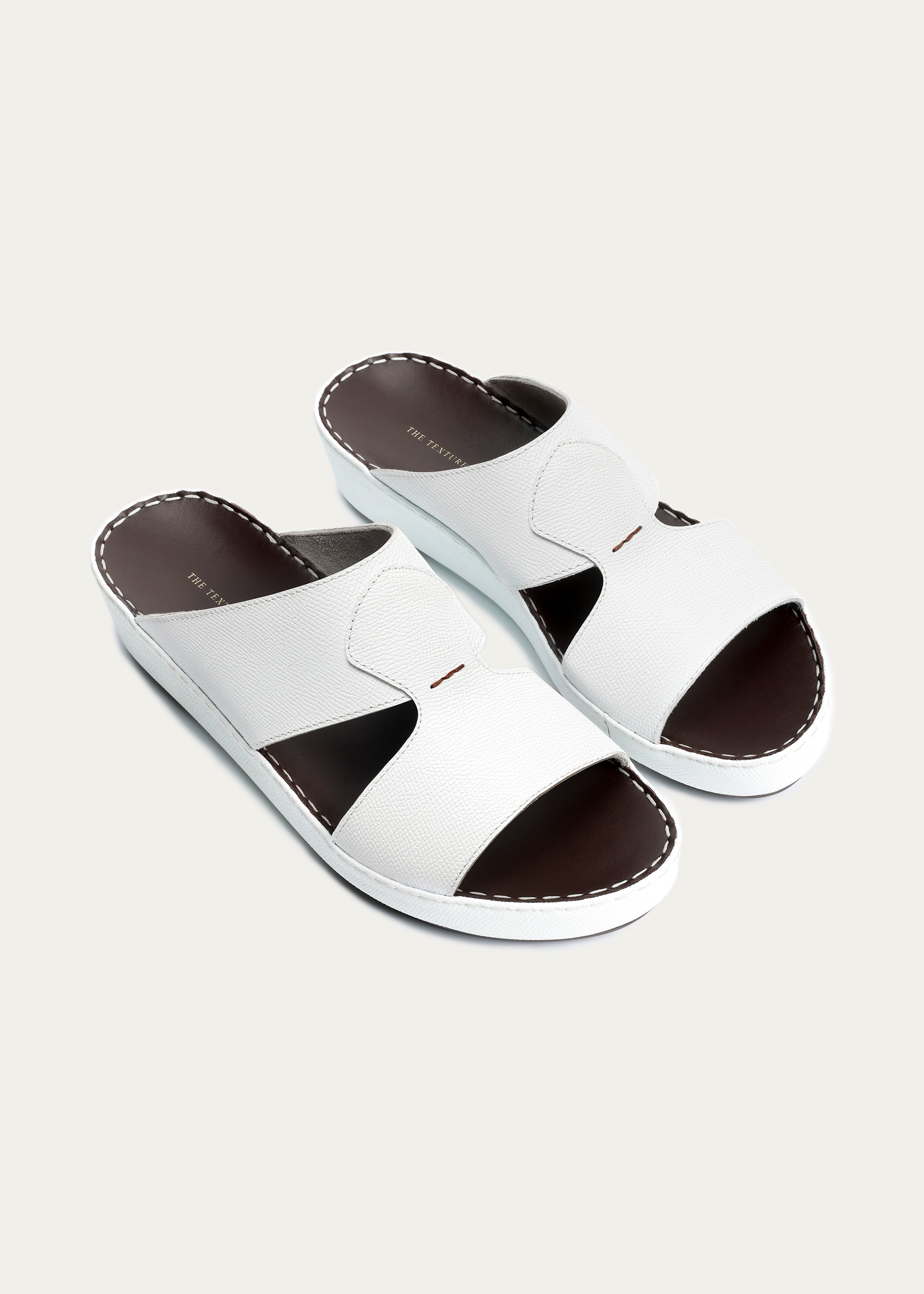 Crown White Leather Sandals-Pure Series-White Maroon