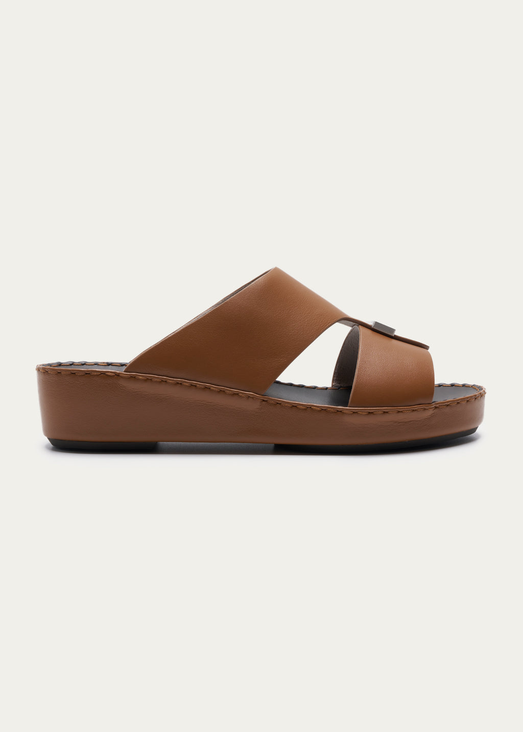 Calf Leather Sandals-Parthenon Series-Golden Brown