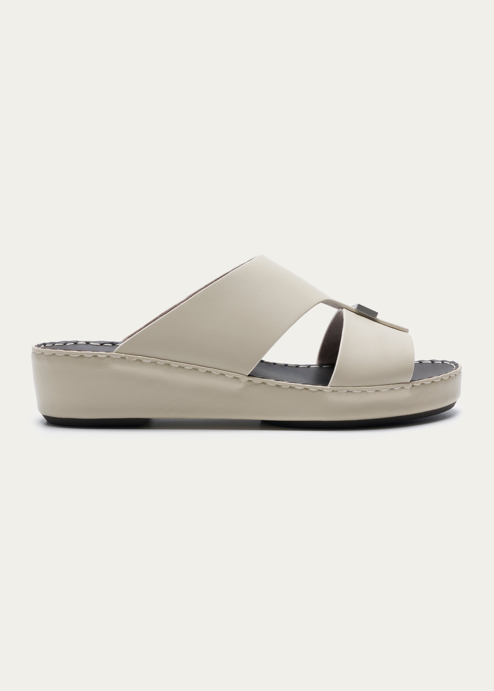 Calf Leather Sandals-Parthenon Series-Cream White