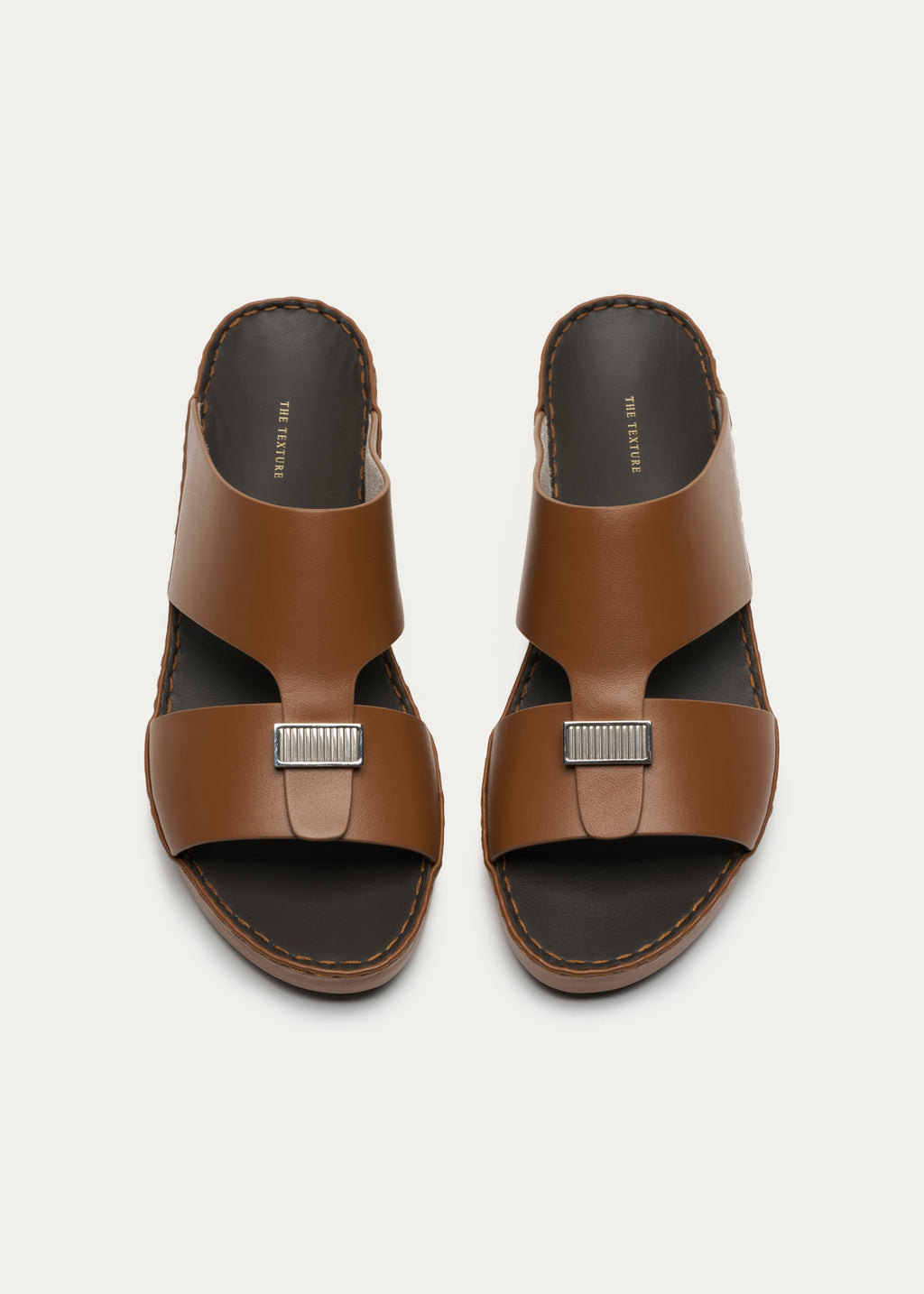 Calf Leather Sandals-Parthenon Series-Golden Brown