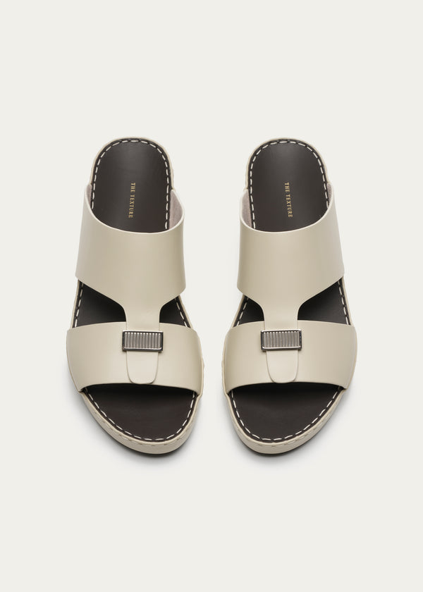 Calf Leather Sandals-Parthenon Series-Cream White