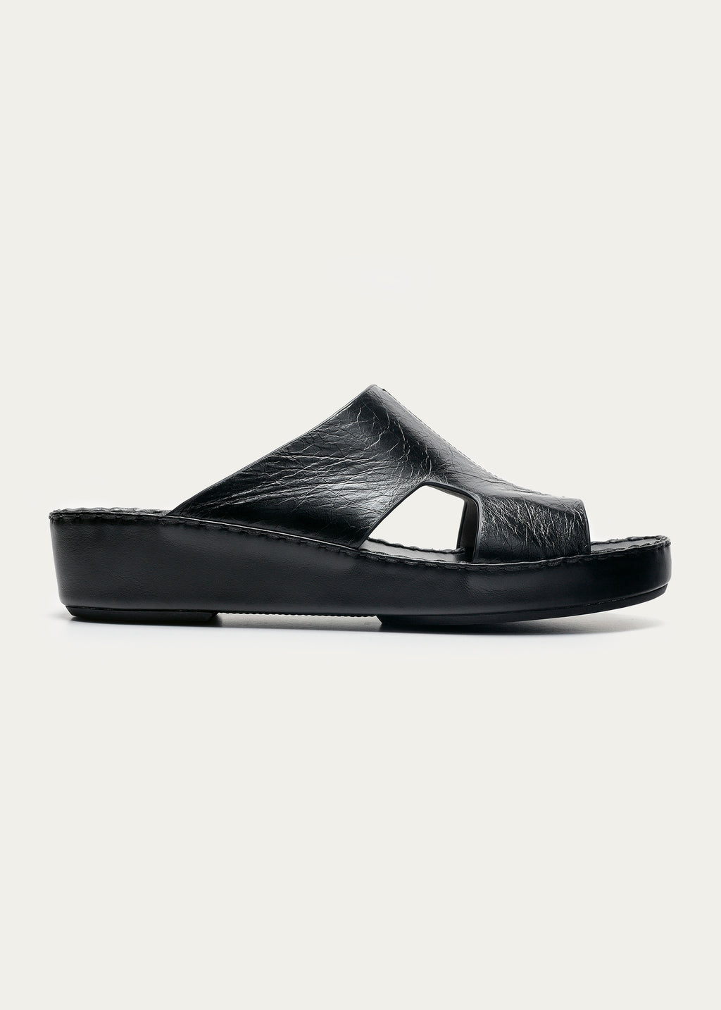 Calf Leather Sandals-Times Series-Midnight Black