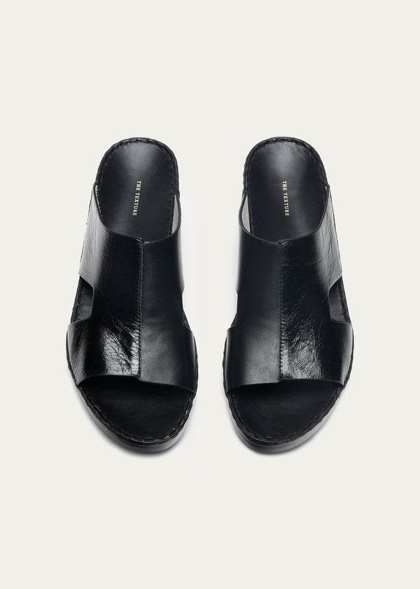 Calf Leather Sandals-Times Series-Midnight Black