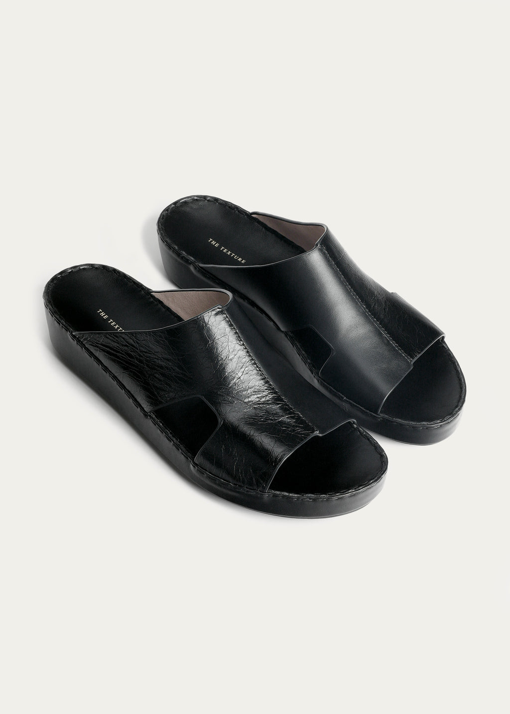Calf Leather Sandals-Times Series-Midnight Black