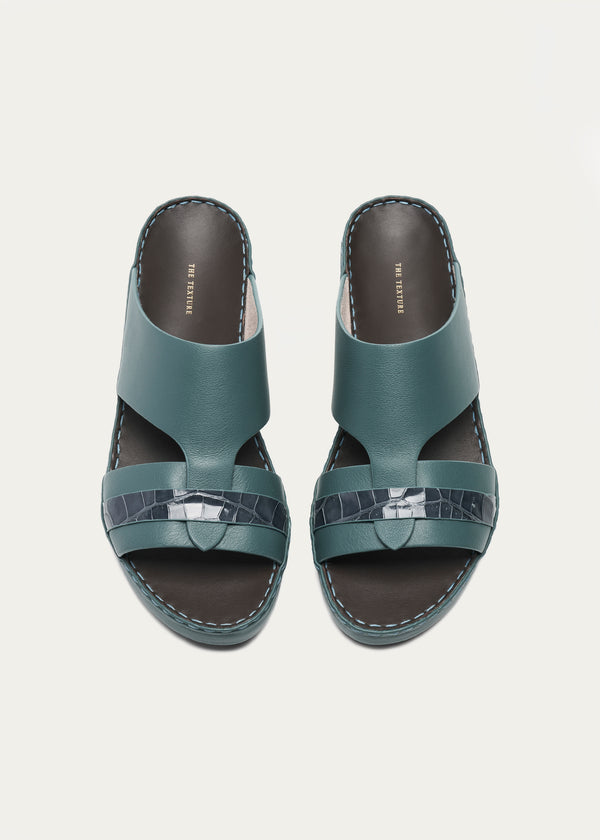 Crocodile Leather Sandals-Precious Series-Storm Blue