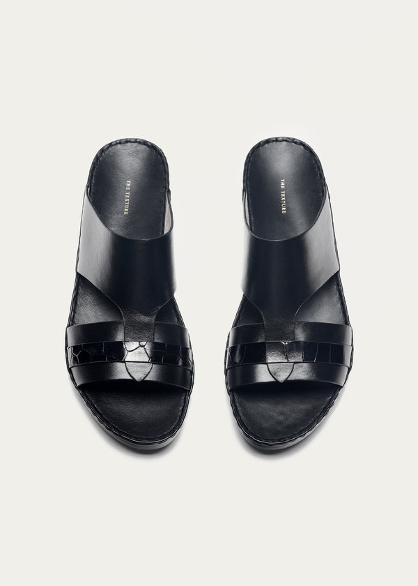 Crocodile Leather Sandals-Precious Series-Mysterious Black