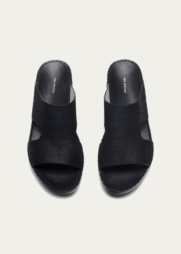 Croc Print Nubuk Series-Matte Black