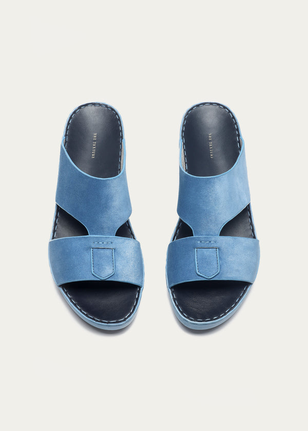 Suede Baby Calf Leather Sandals-Suede Series-Denim Blue