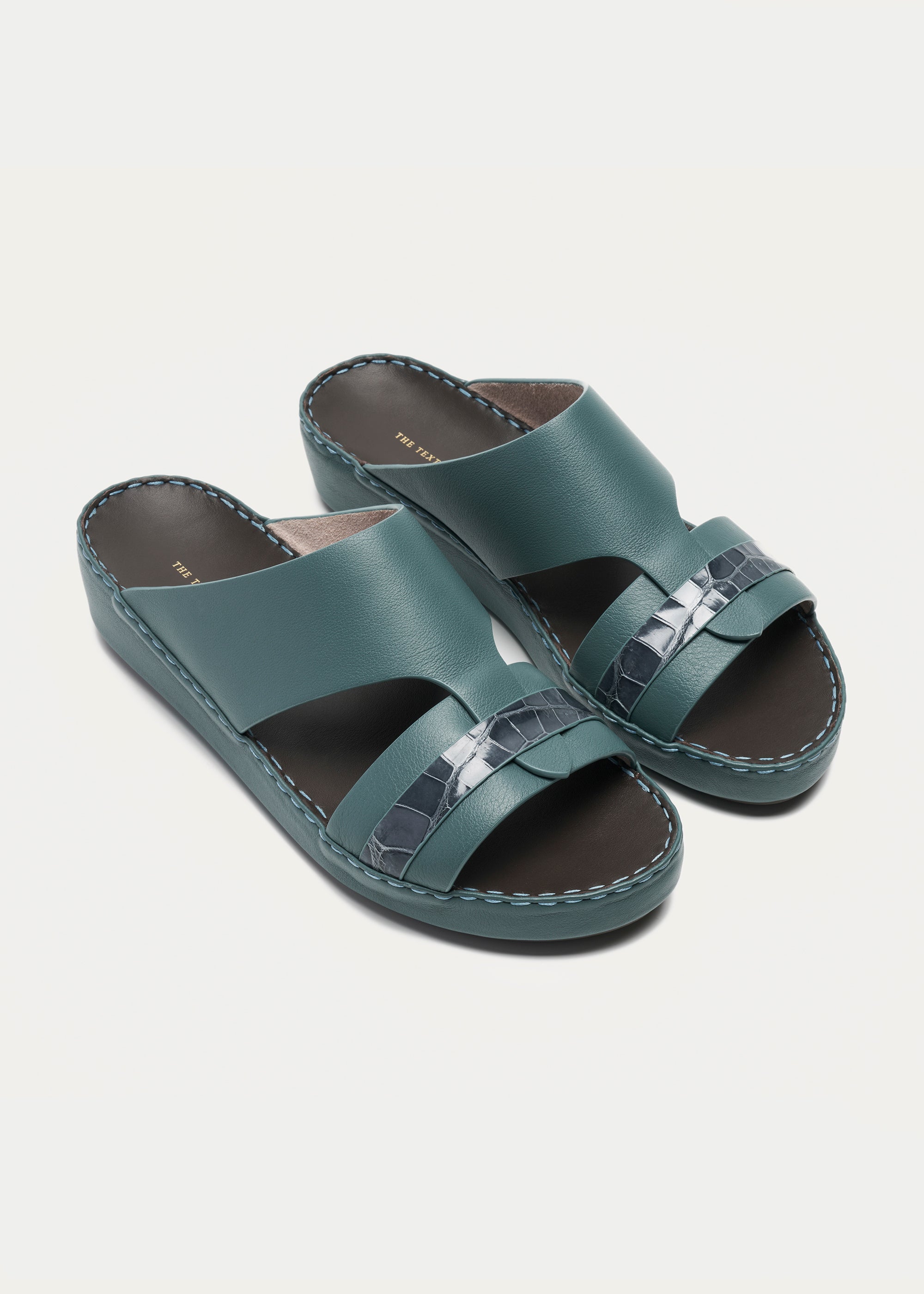 Crocodile Leather Sandals-Precious Series-Storm Blue
