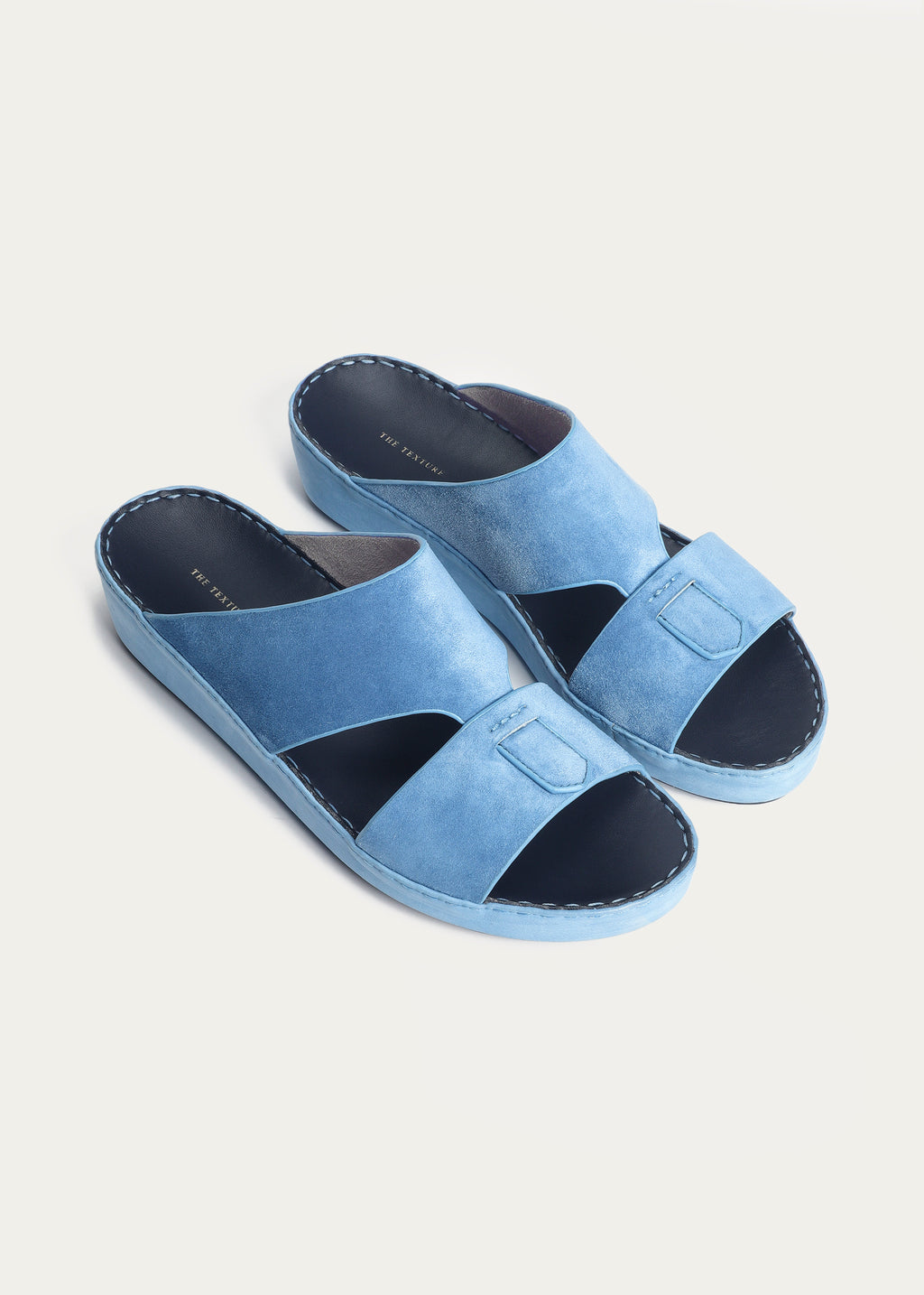 Suede Baby Calf Leather Sandals-Suede Series-Denim Blue