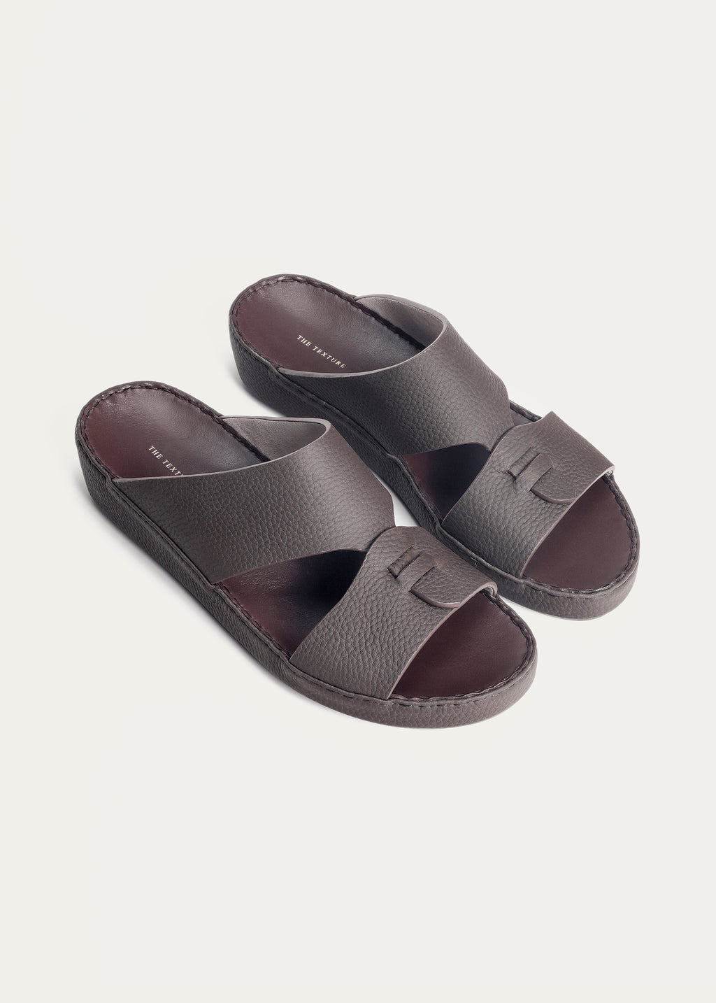 Matte Grain Leather Sandals-Essence Series-Reddish Brown