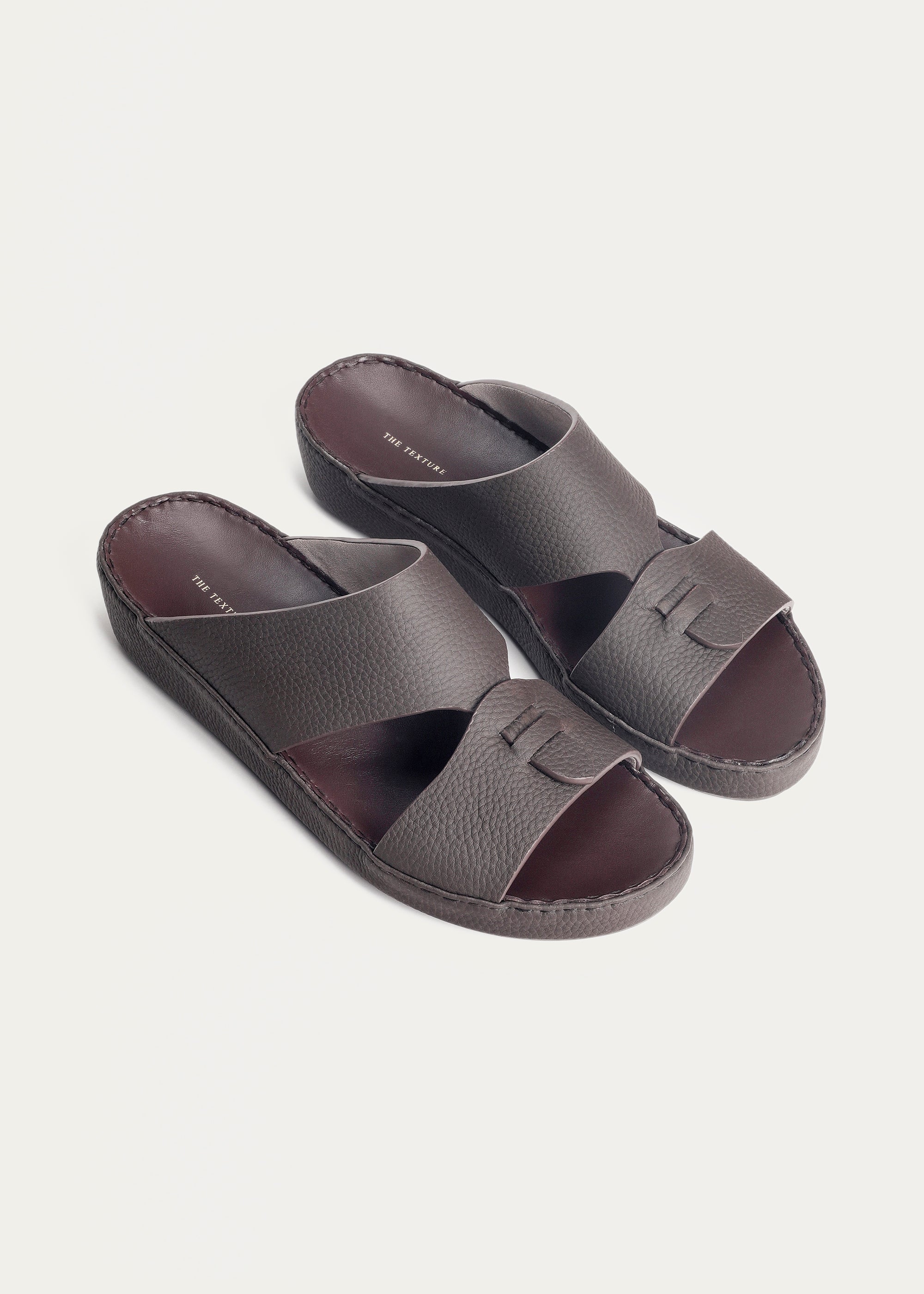 Matte Grain Leather Sandals-Essence Series-Reddish Brown