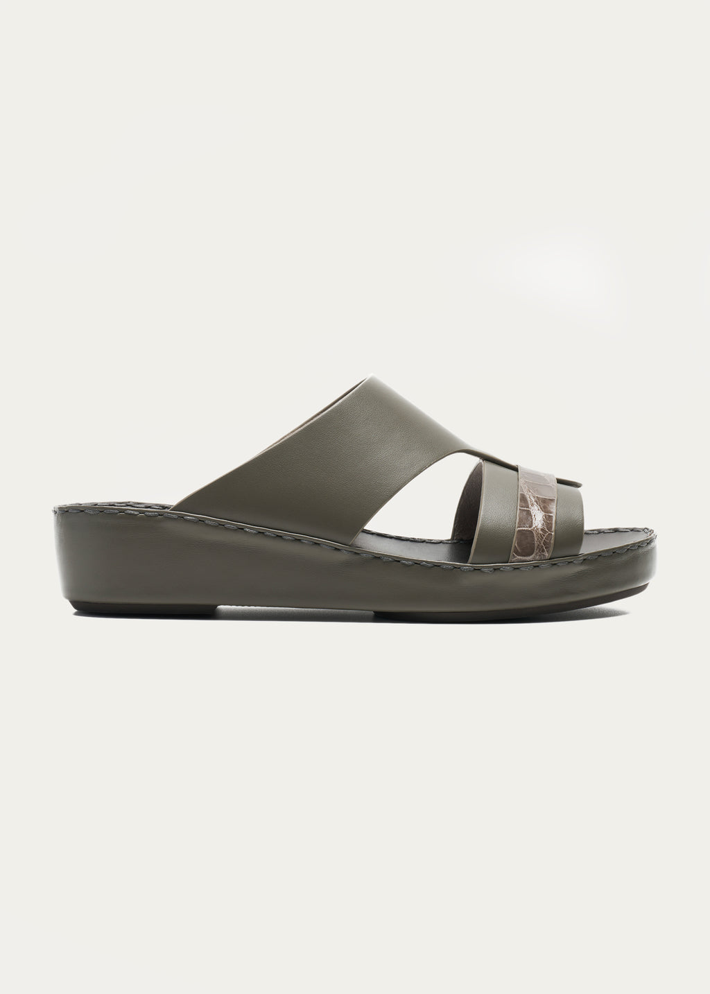 Crocodile Leather Sandals-Precious Series-Titanium Gray