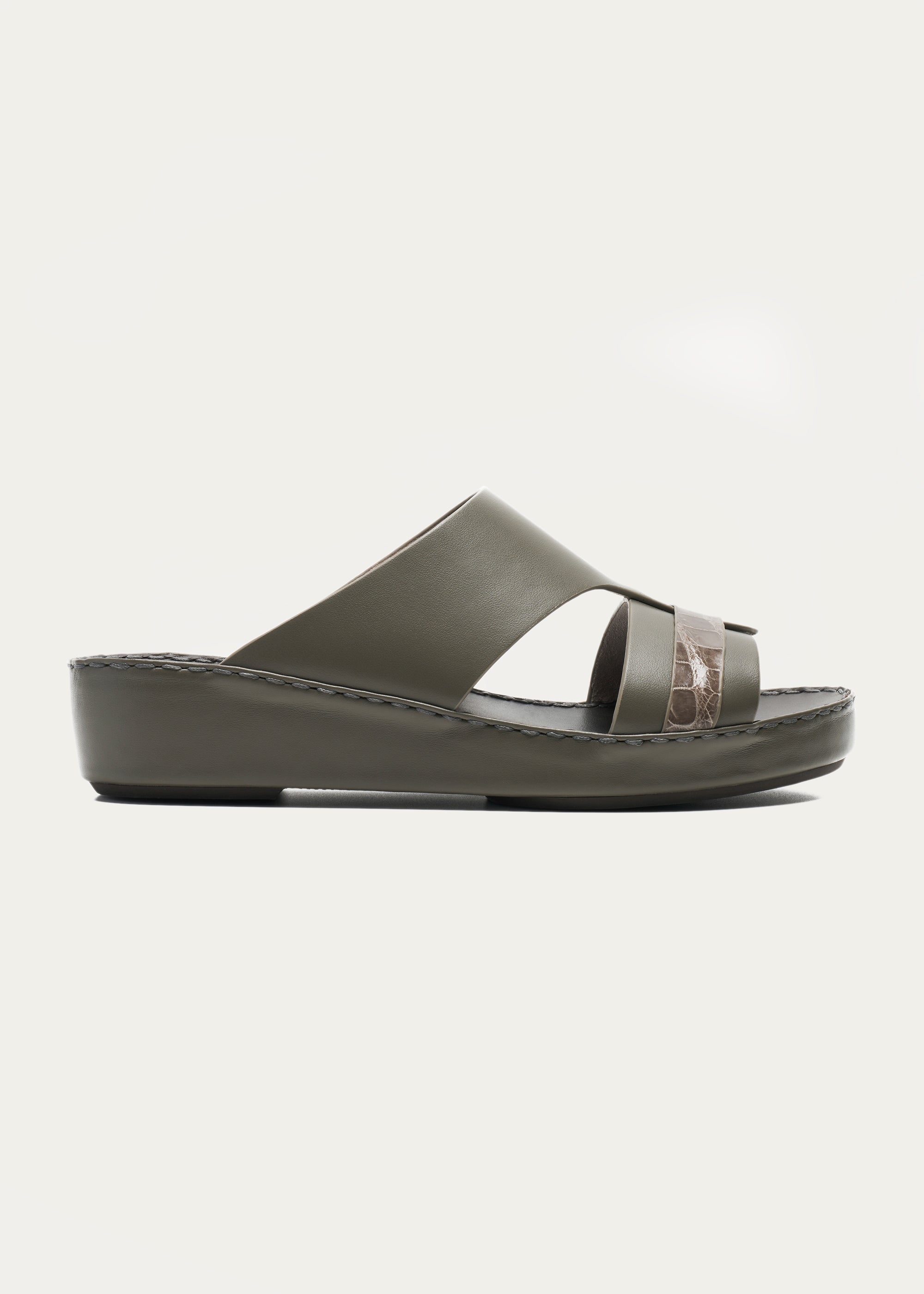 Crocodile Leather Sandals-Precious Series-Titanium Gray