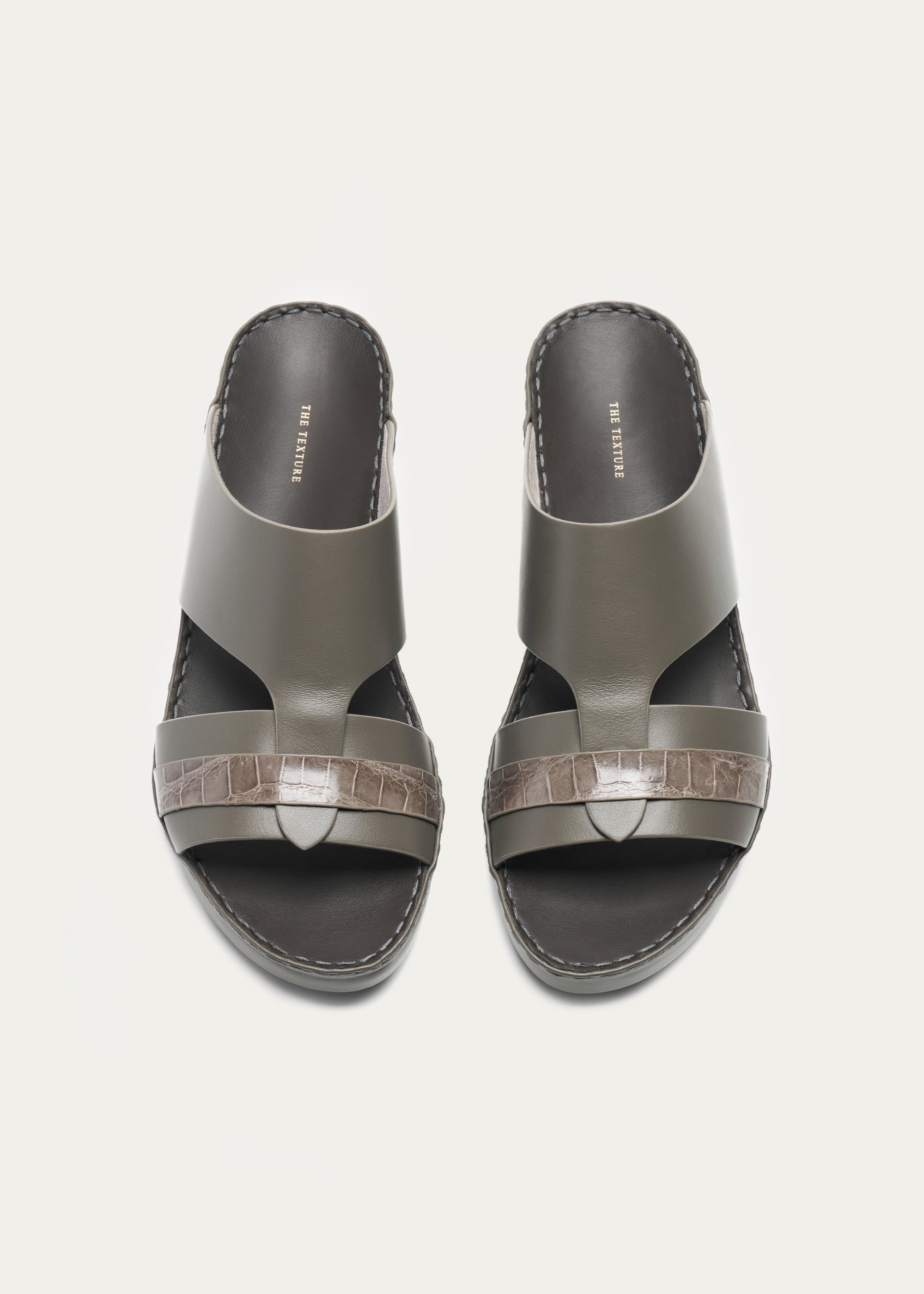 Crocodile Leather Sandals-Precious Series-Titanium Gray