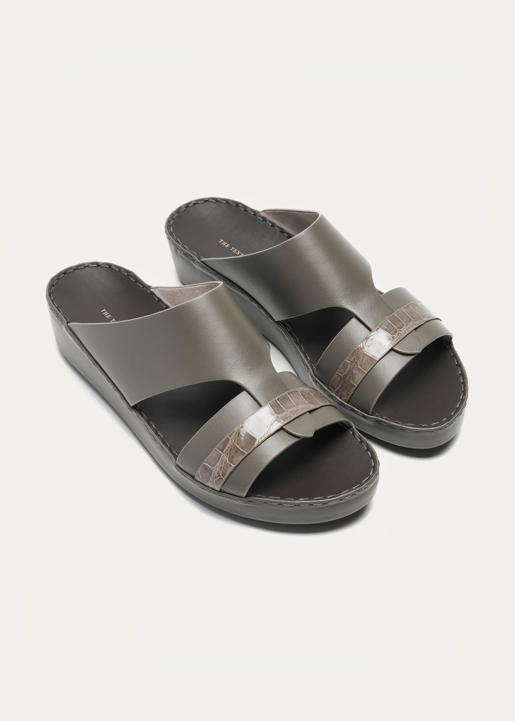 Crocodile Leather Sandals-Precious Series-Titanium Gray
