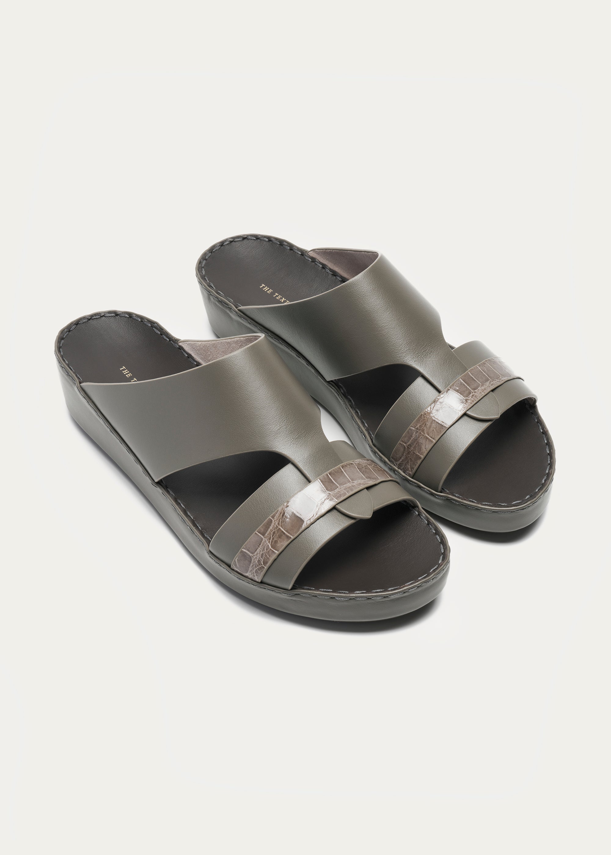 Crocodile Leather Sandals-Precious Series-Titanium Gray