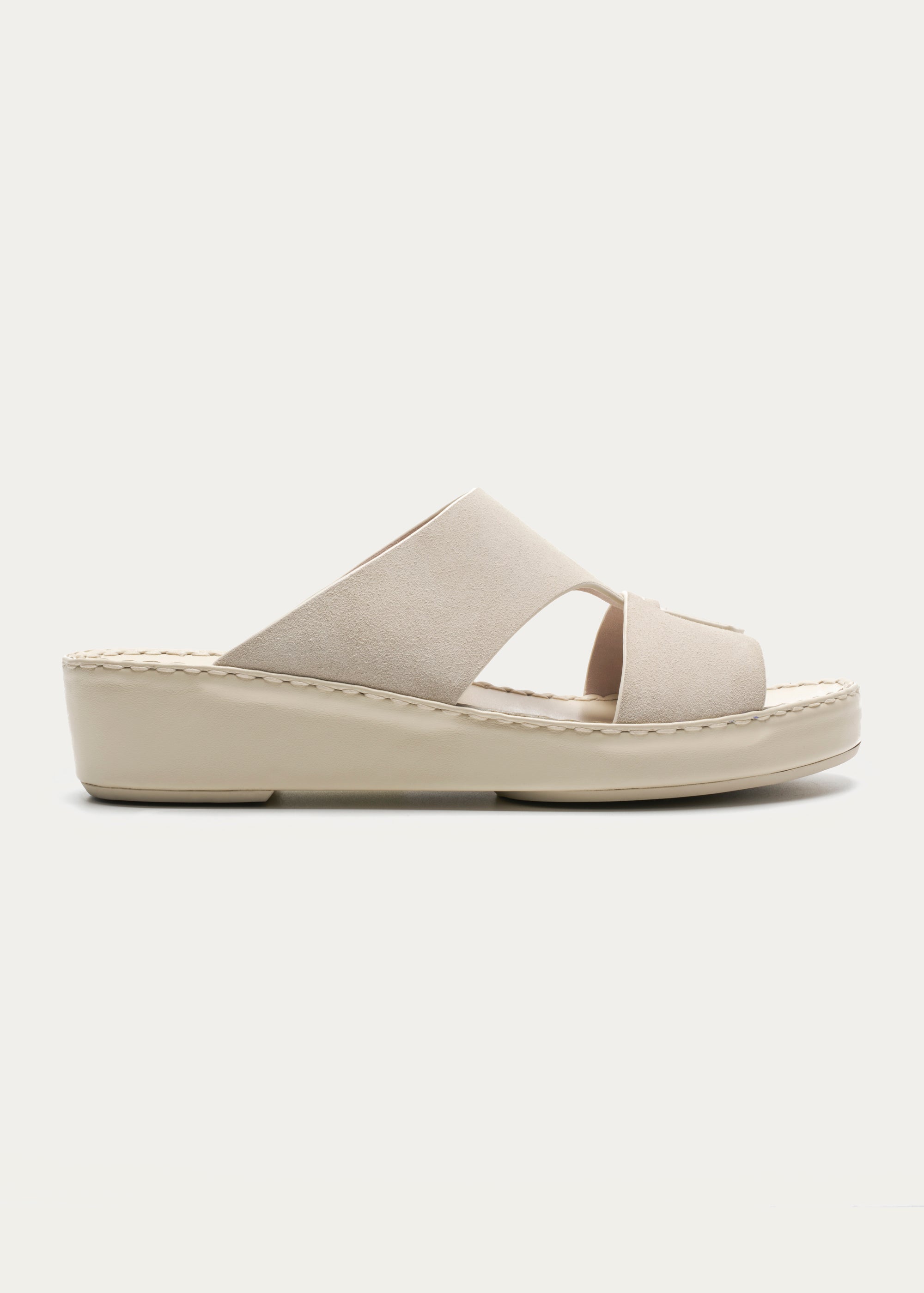 Calf Leather Sandals-Suede Series-Apricot White