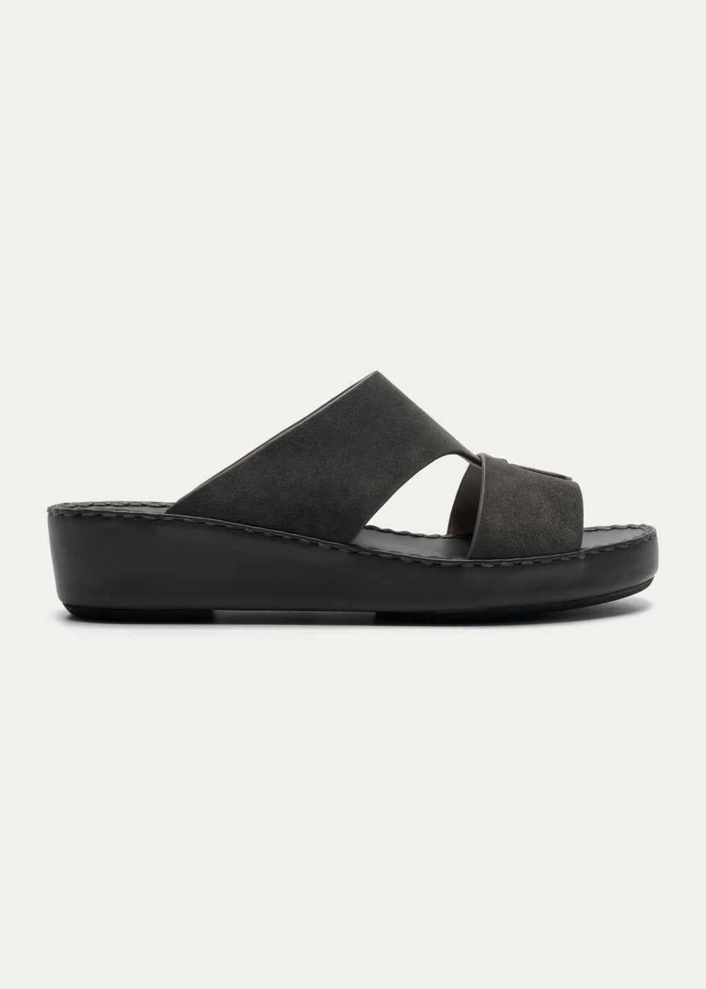 Calf Leather Sandals-Suede Series-Concrete Gray