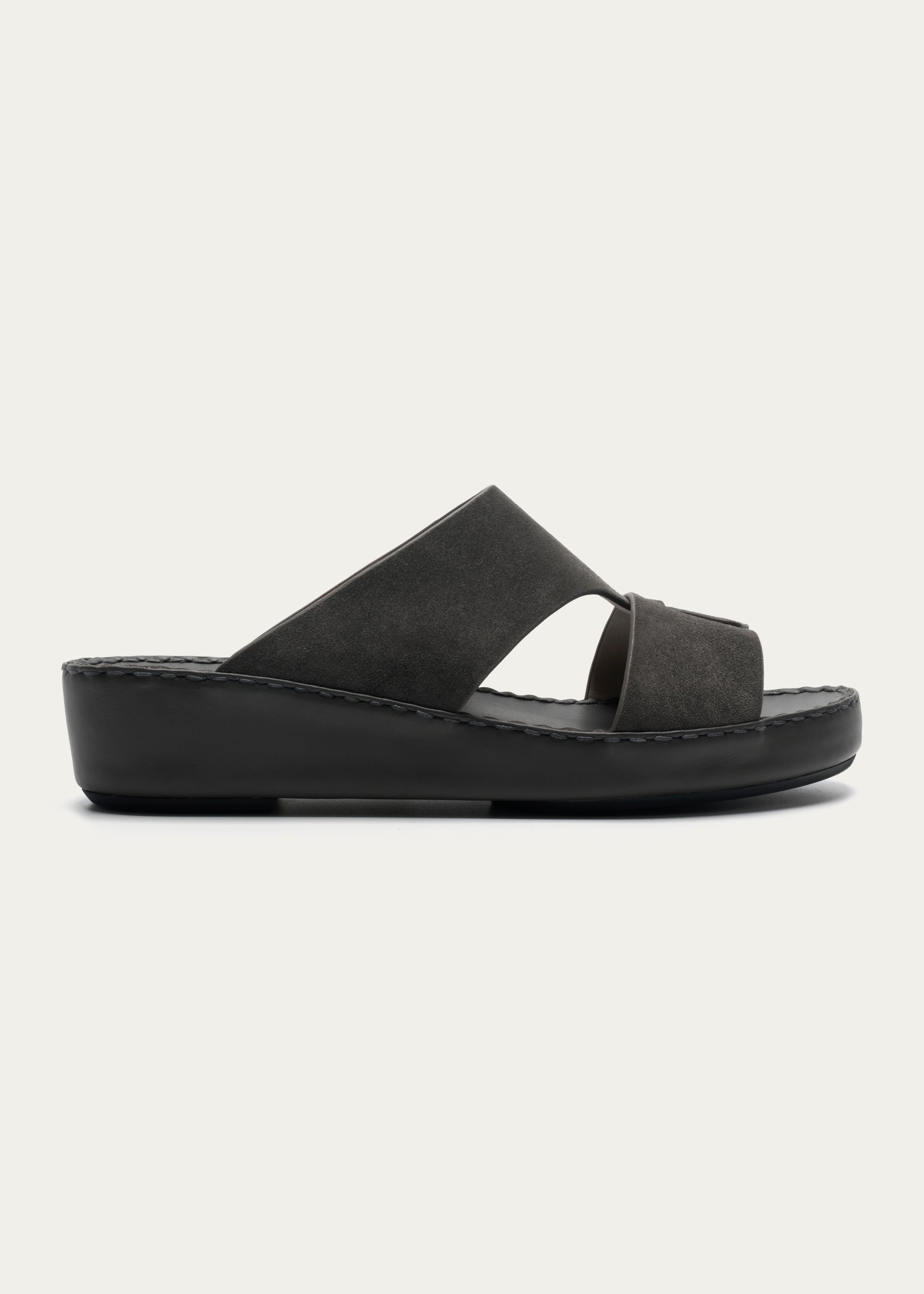 Calf Leather Sandals-Suede Series-Concrete Gray