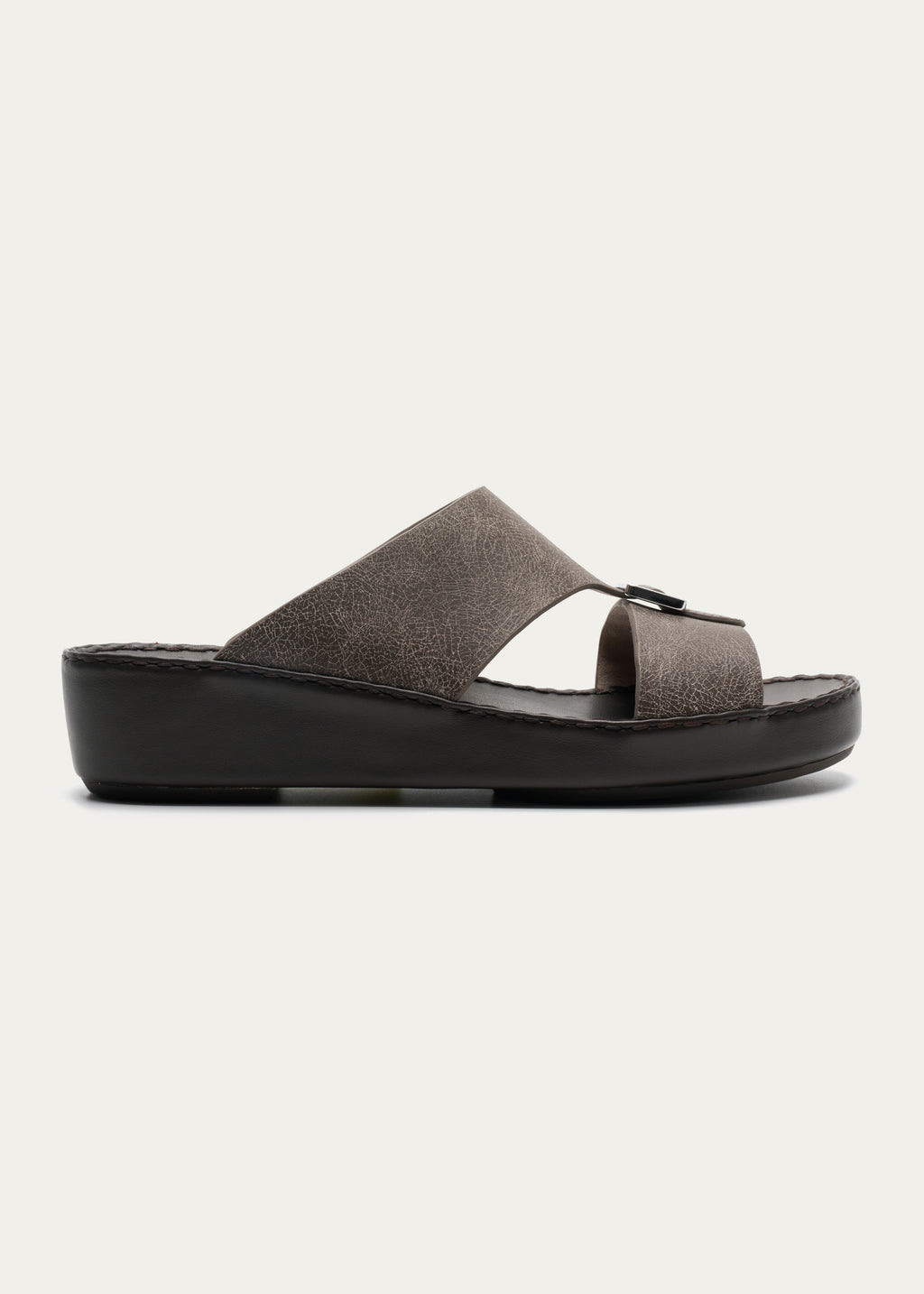 Calf Leather Sandals-Ice Crakle Series-Desert Gray