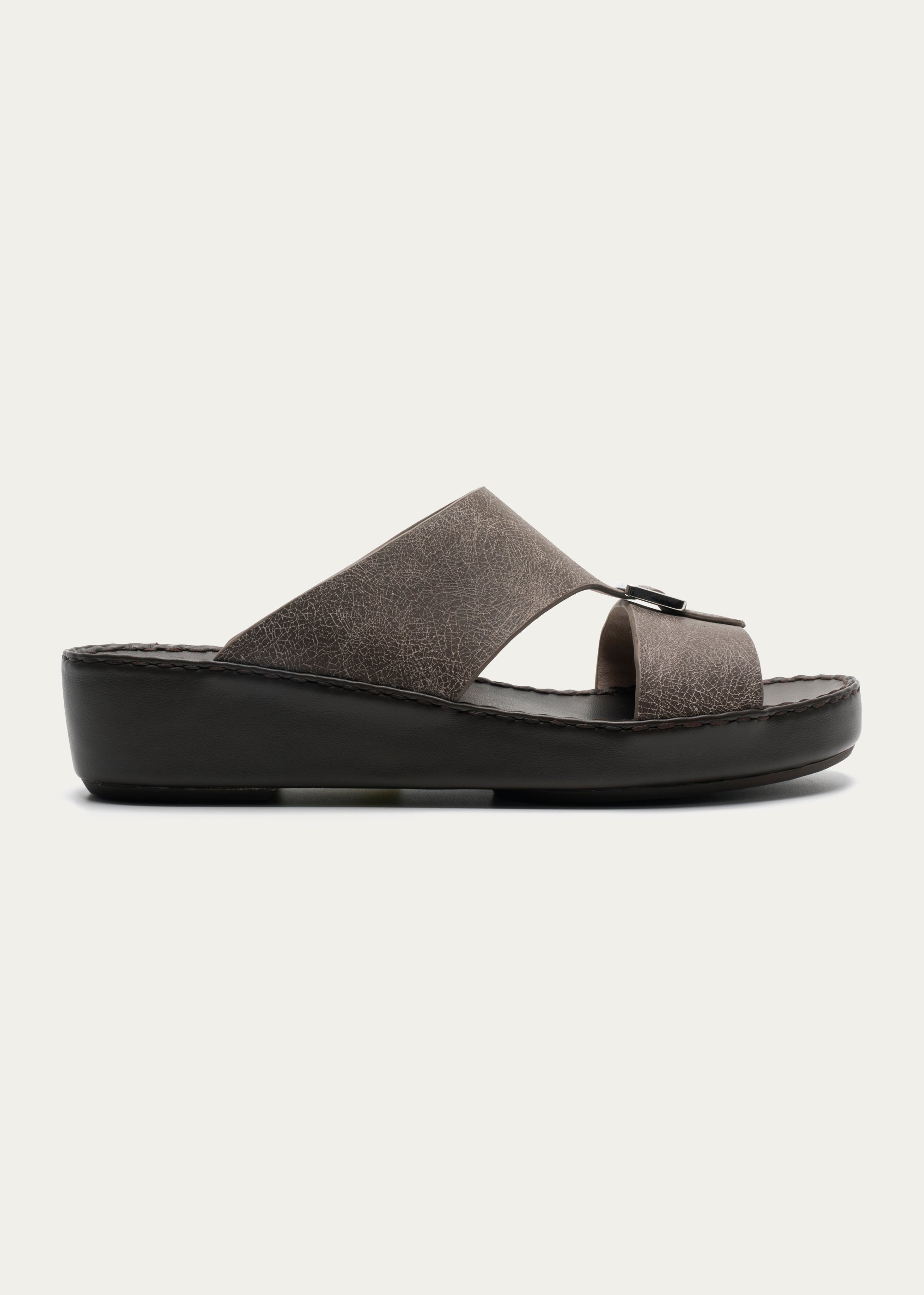 Calf Leather Sandals-Ice Crakle Series-Desert Gray