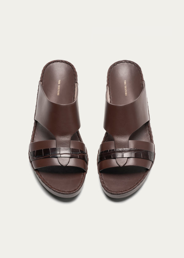 Calf Leather Sandals-Precious Series-Deep Maroon