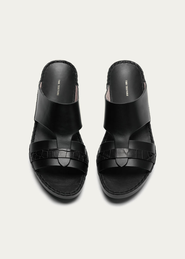 Calf Leather Sandals-Precious Series-Classic Black