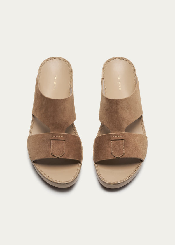 Calf Leather Sandals-Suede Series-Tabacco Brown