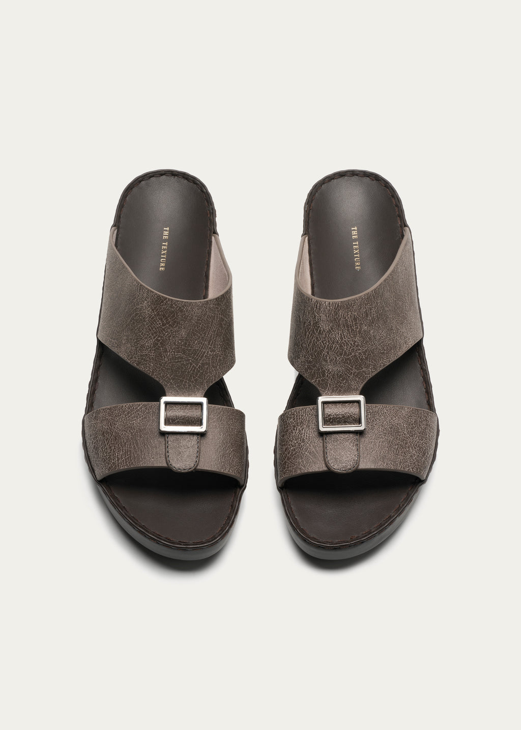 Calf Leather Sandals-Ice Crakle Series-Desert Gray