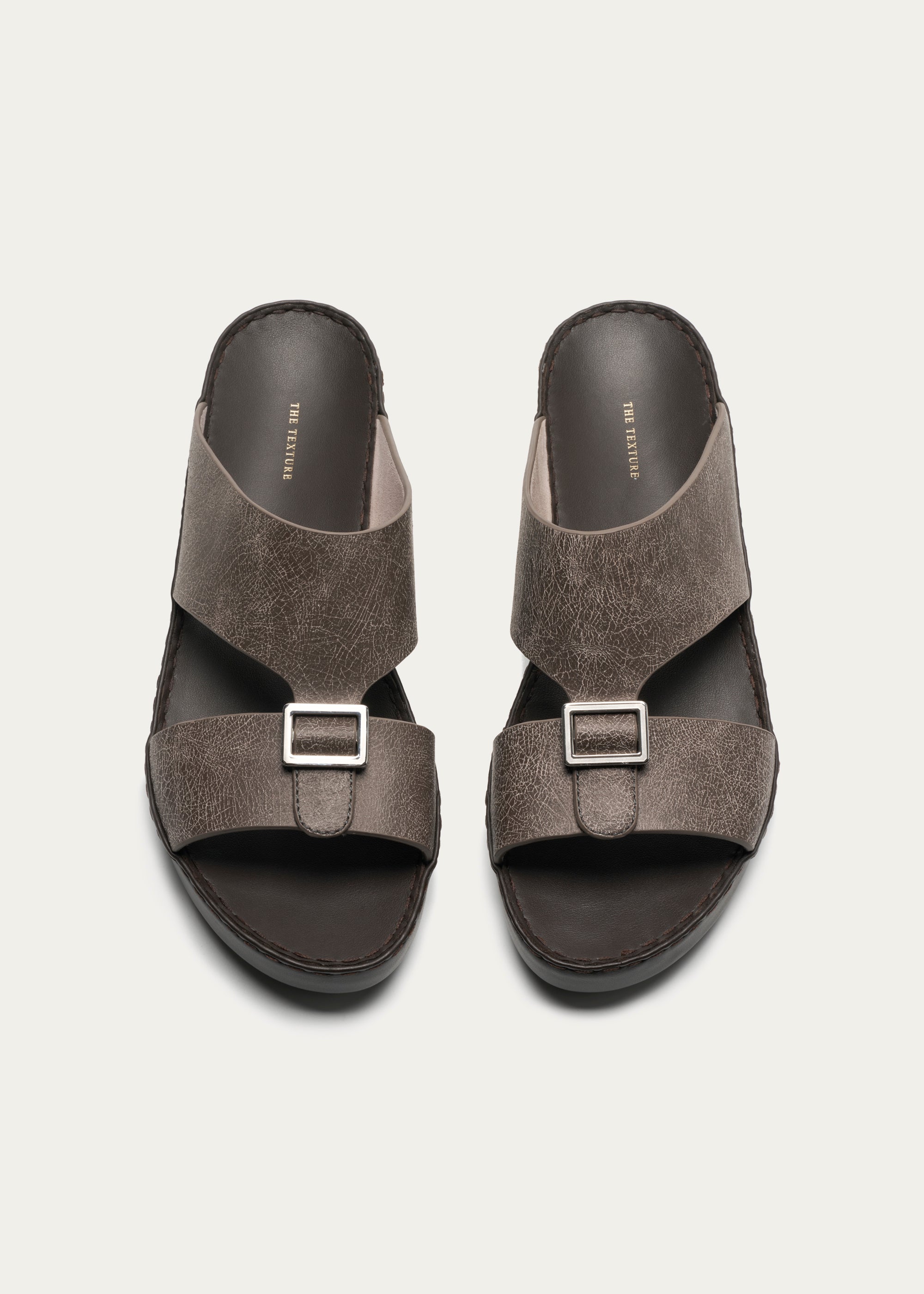 Calf Leather Sandals-Ice Crakle Series-Desert Gray