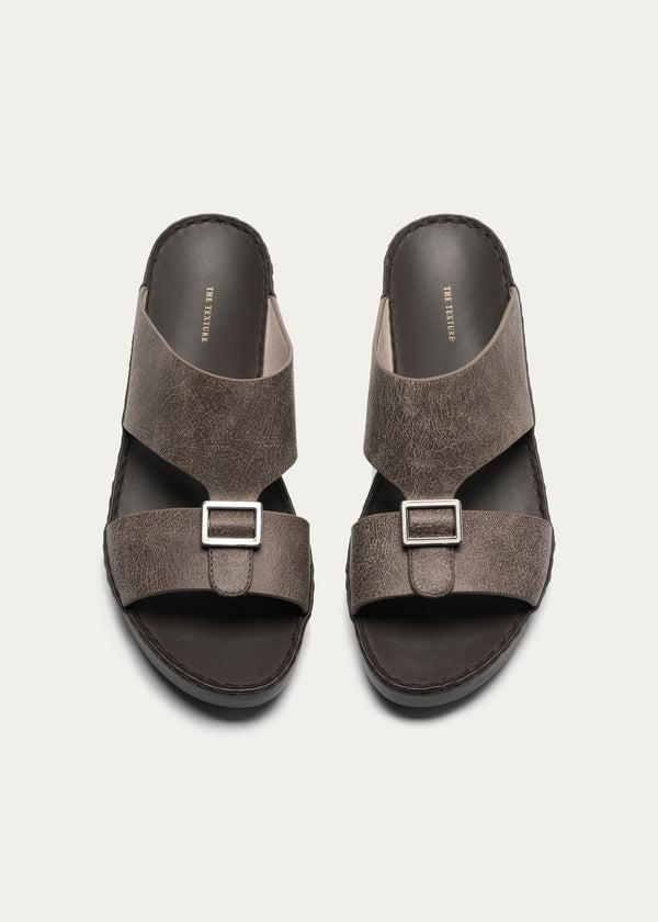 Calf Leather Sandals-Ice Crakle Series-Desert Gray