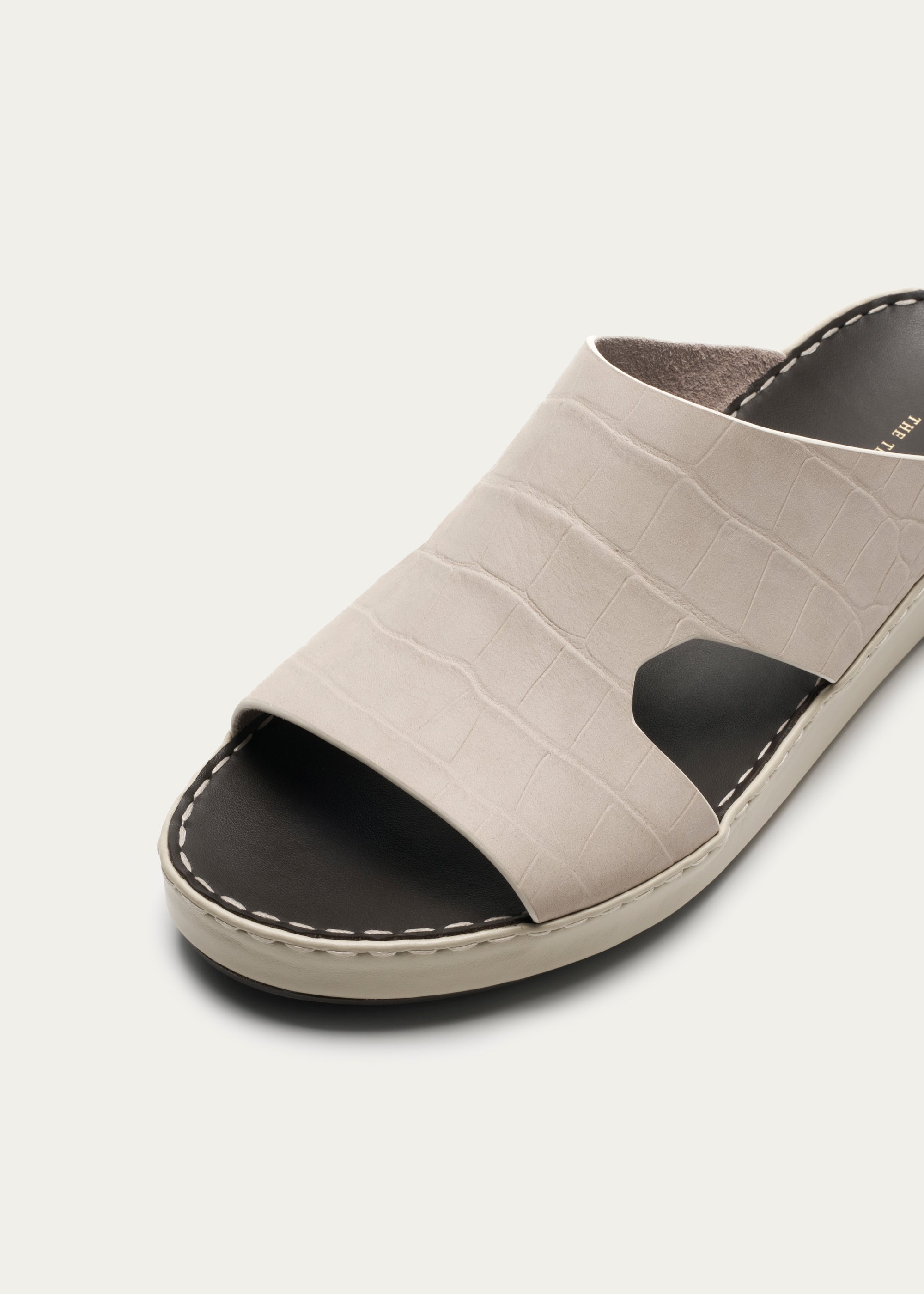 Calf Leather Sandals-Croc Print Nubuck Series-Light Beige